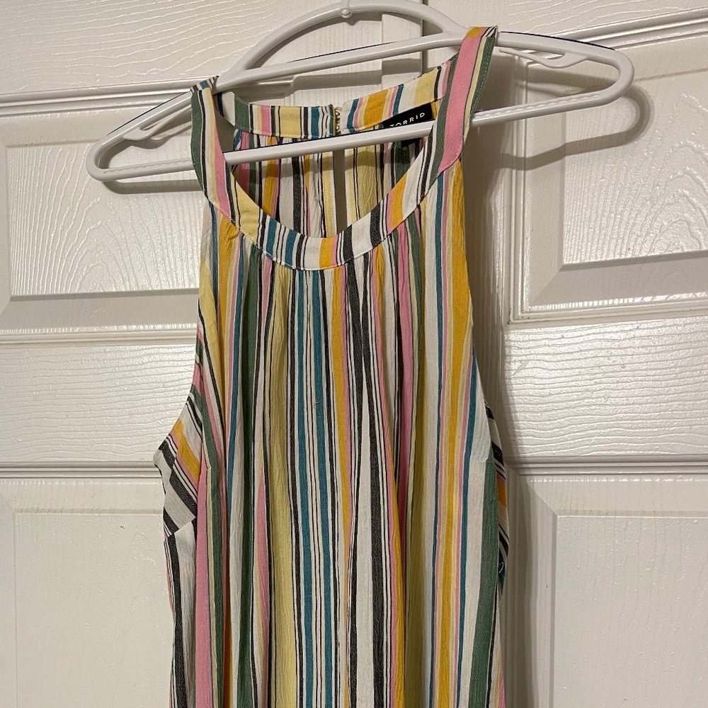 Striped Muslin Torrid Top, sleeveless, size 0